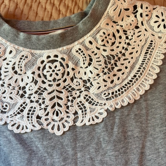 Boden Gray Interest Sweatshirt w White Lace, Size Small, Like New! - Picture 3 of 9